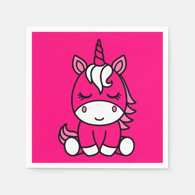 Little Girls Unicorn Pony Napkin (Front)