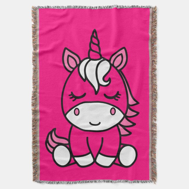 Little Girls Unicorn Pony Throw Blanket (Front Vertical)