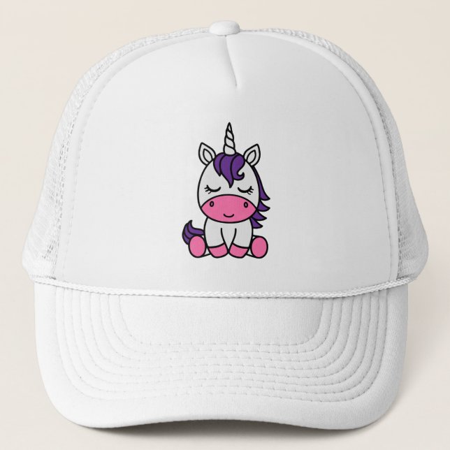 Little Girls Unicorn Pony Trucker Hat (Front)
