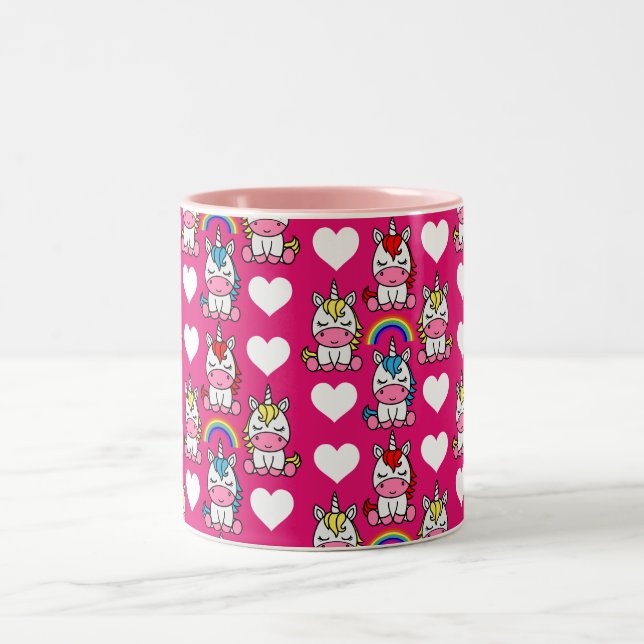 Little Girls Unicorn Pony Two-Tone Coffee Mug (Center)