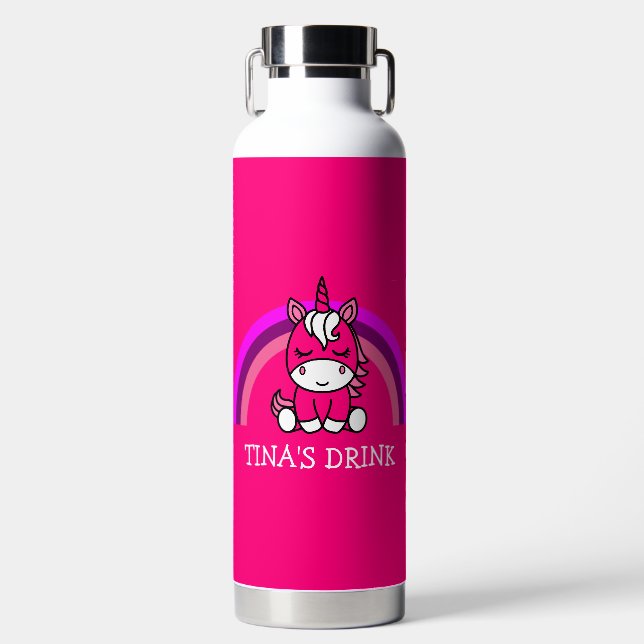 Little Girls Unicorn Pony Water Bottle (Front)