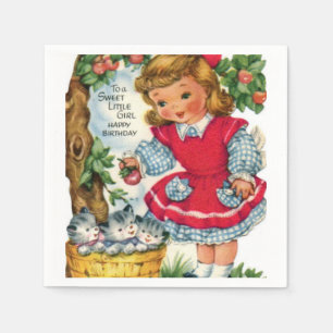 Little Girls Vintage Birthday paper napkins