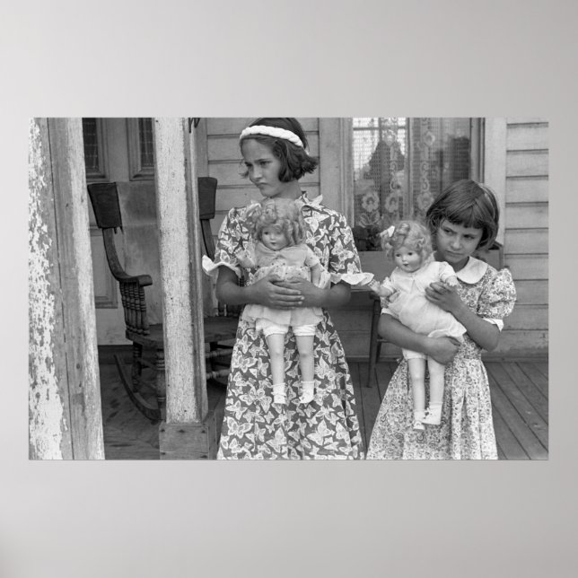 Little Girls with Dolls, 1930s Poster (Front)