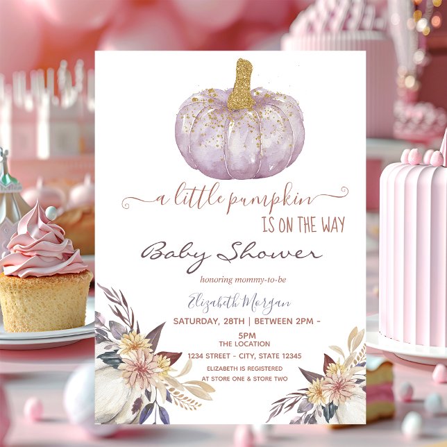 Little Glitter Pumpkin Flowers Baby Shower   Invitation (Creator Uploaded)