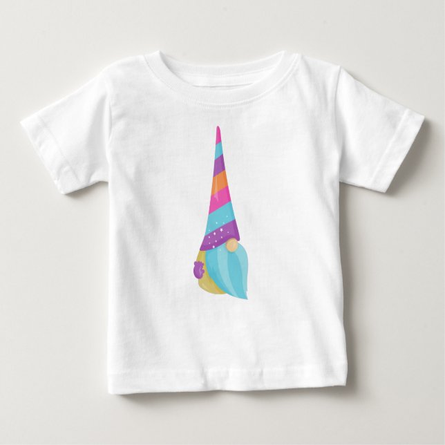 Little Gnome, Cute Gnome, Garden Gnome, Hat, Beard Baby T-Shirt (Front)