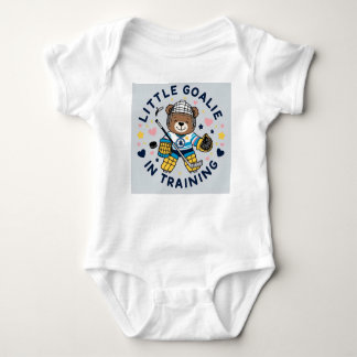 Little goalie in training baby bodysuit