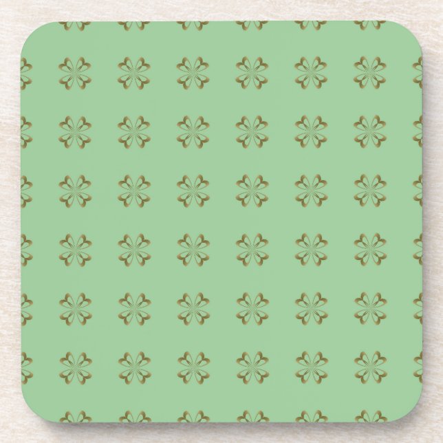 Little Gold Flowers on Mint Coaster (Front)