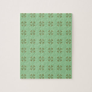 Little Gold Flowers on Mint Jigsaw Puzzle