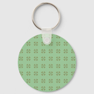 Little Gold Flowers on Mint Key Ring