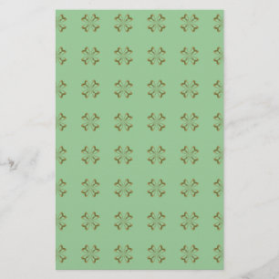 Little Gold Flowers on Mint Stationery