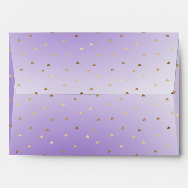 Little Gold Hearts Purple Ombre Envelope (Back (Top Flap))