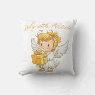 Little golden Angel with Gift  Cushion