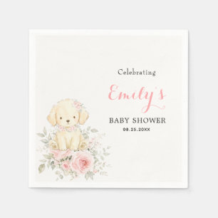Little Golden Girl shower Retriever Puppy Floral Napkin