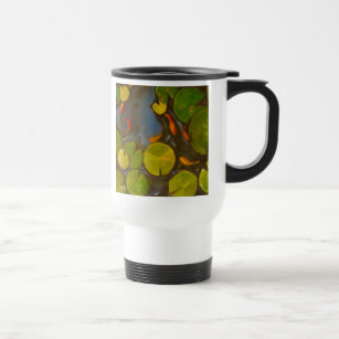 Little Goldfish Koi in Pond with Lily Pads Travel Mug