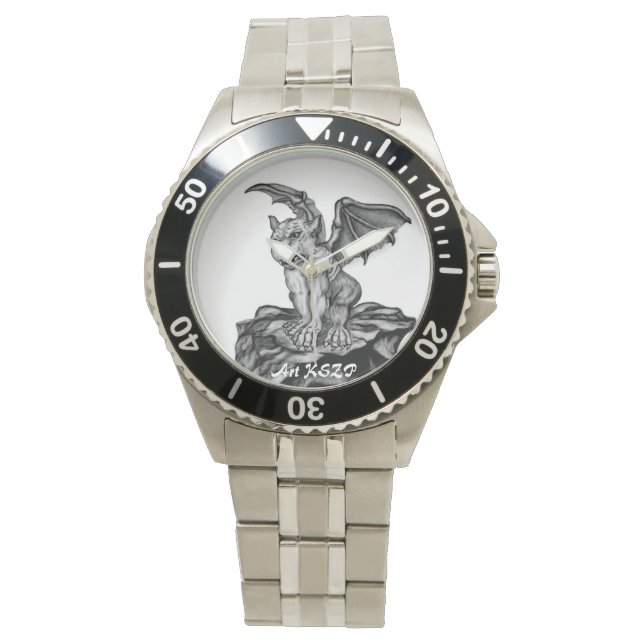 Little Golem Gargoyle, Black and white design Watch (Front)