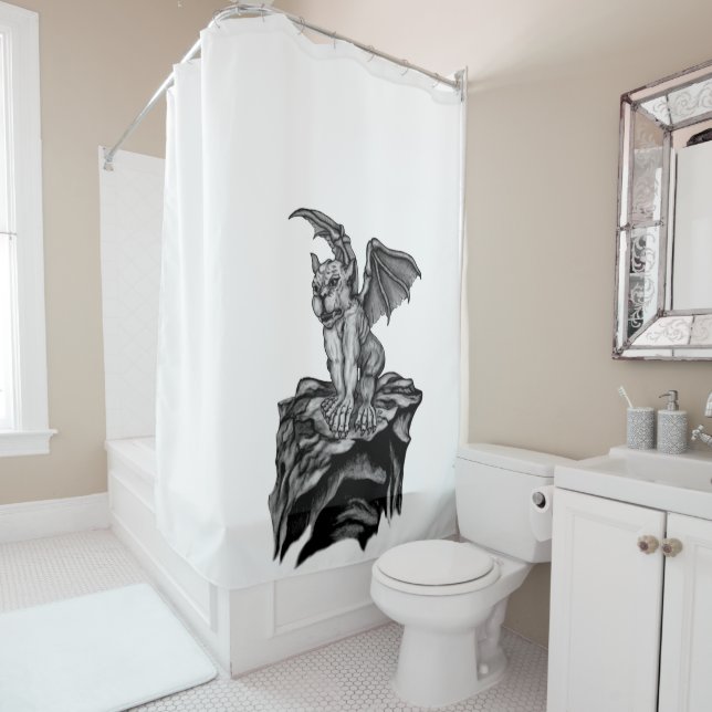 Little Golem Gargoyle Shower Curtain (In Situ)