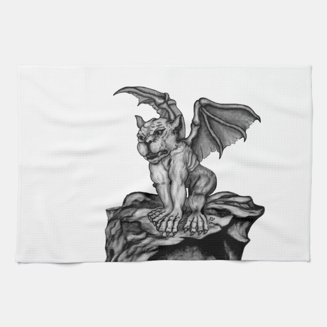 Little Golem Gargoyle Tea Towel (Horizontal)