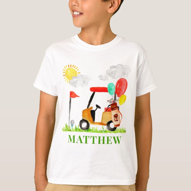 Little Golf Cart Balloons Pro Par-tee Birthday T-Shirt (Front)