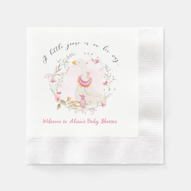 Little Goose Baby Girl Paper Napkins (Front)