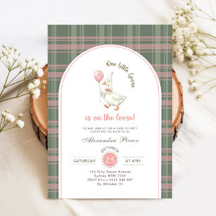 Little Goose Gingham Gender Neutral Baby Shower Invitation