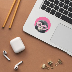 Little Gorilla with Pink Glasses Sticker