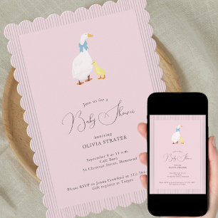 Little gosling cute illustration baby shower invitation