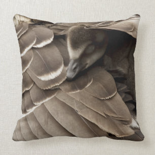 Little Gosling Under Mum's Wing Cushion