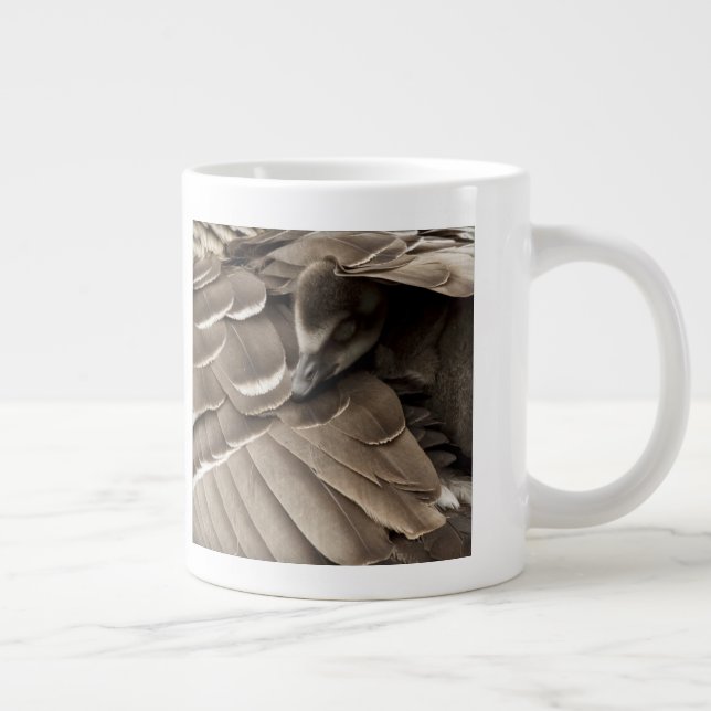 Little Gosling Under Mum's Wing Large Coffee Mug (Right)