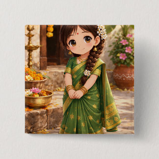 Little Grace in Green 15 Cm Square Badge