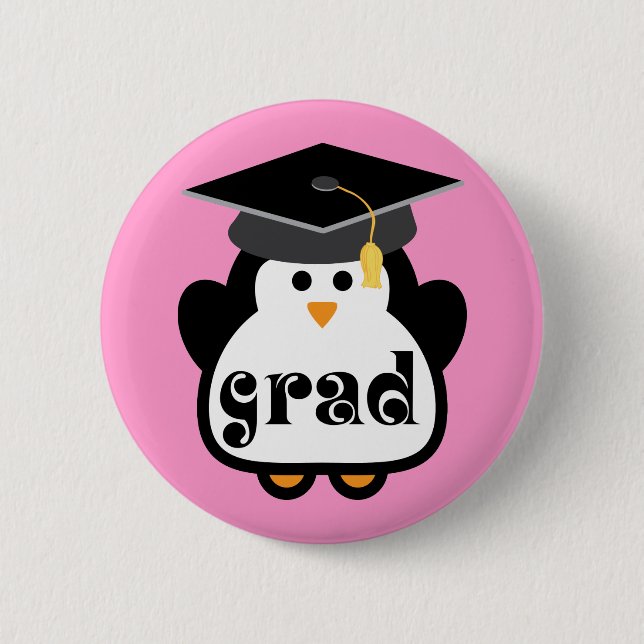 Little Grad Penguin Graduation Gift 6 Cm Round Badge (Front)