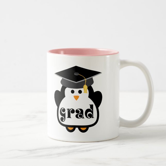 Little Grad Penguin Graduation Gift Two-Tone Coffee Mug (Right)