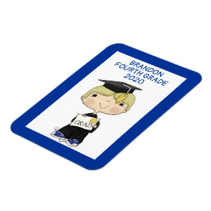 Little Graduate Boy Blonde Hair Magnet