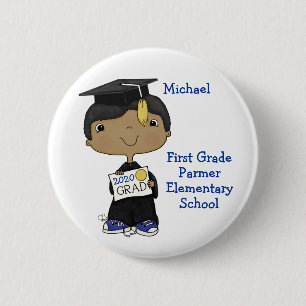 Little Graduate Boy Dark Skin 6 Cm Round Badge