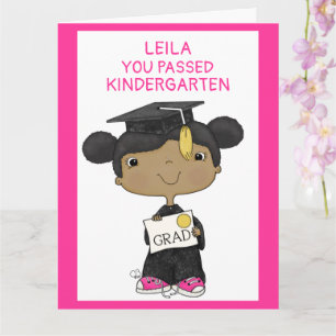 Little Graduate Girl Dark Skin Big Card