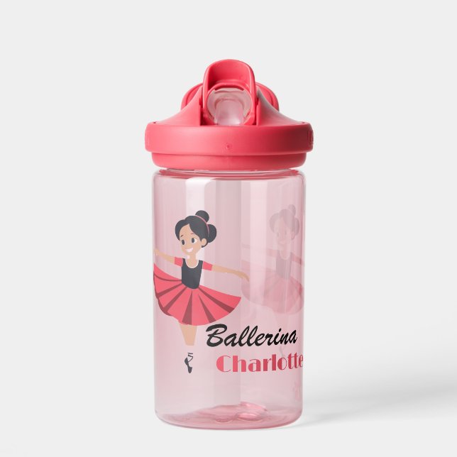 Little Grapefruit Happy  Ballerina Personalised Water Bottle (Front)