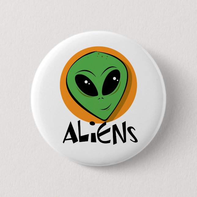 Little Green Alien 6 Cm Round Badge (Front)