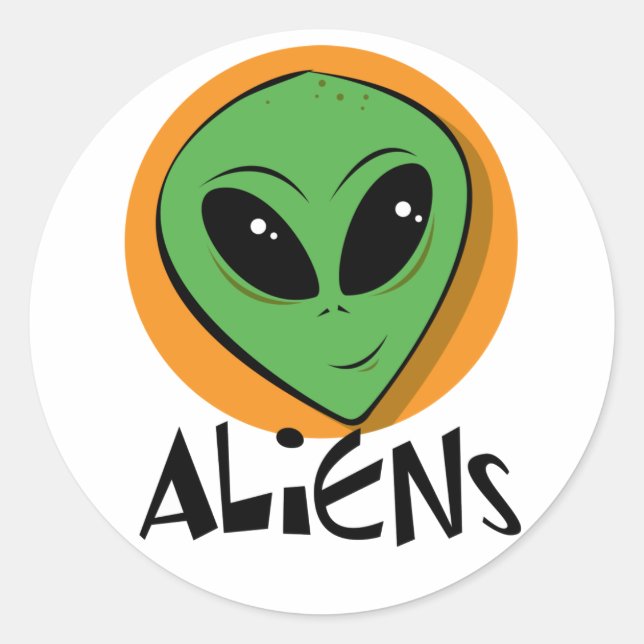 Little Green Alien Classic Round Sticker (Front)