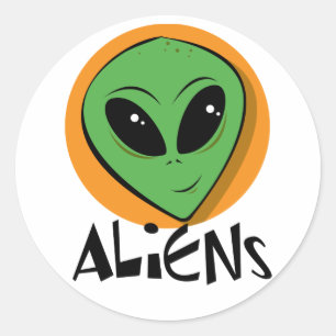 Little Green Alien Classic Round Sticker