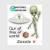 Little Green Alien Flying Saucer Space  UFO