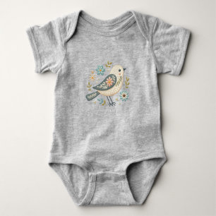 Little Green Bird Floral Baby Bodysuit