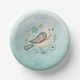 Little Green Bird Floral Paper Bowl Paper Plate