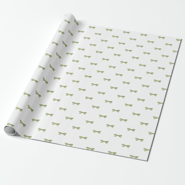 Little Green Bow Gift Wrapping Paper (Unrolled)