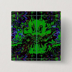 Little green Devil 15 Cm Square Badge