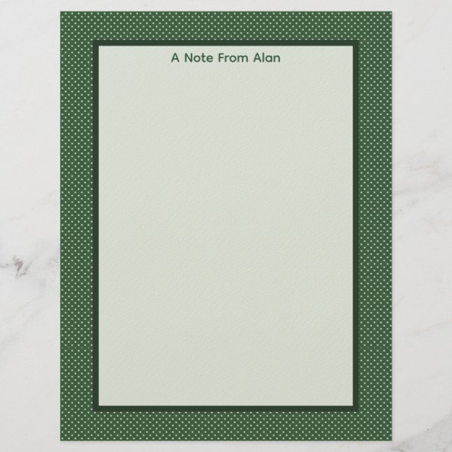 Little Green Diamonds Stationery Paper Custom Letterhead (Front)