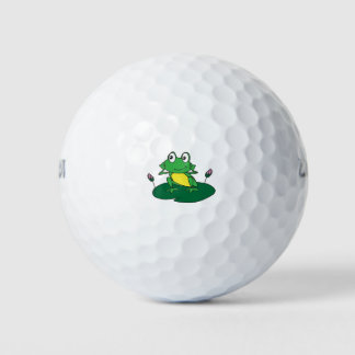 Little green frog illustration golf balls