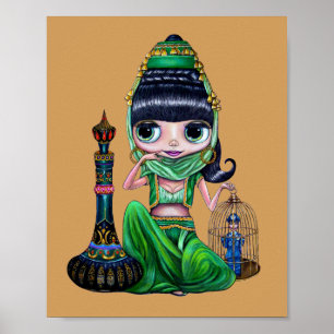 Little Green Genie Belly Dancer Girl Poster