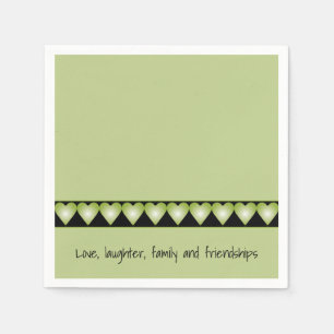Little Green Heart Pattern Accented Napkin