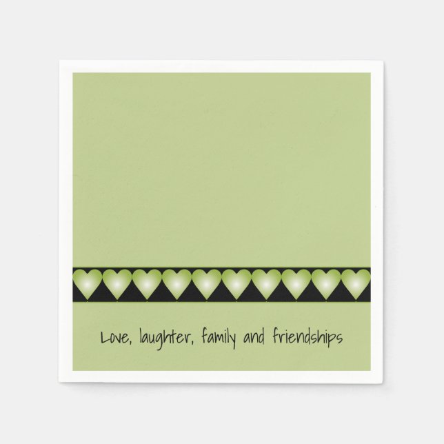 Little Green Heart Pattern Accented  Napkin (Front)