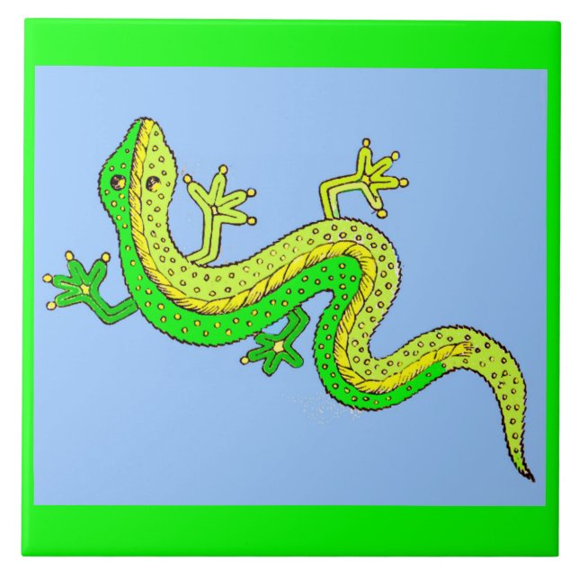 little green lizard ceramic tile (Front)