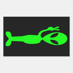 Little Green Man Rectangular Sticker
